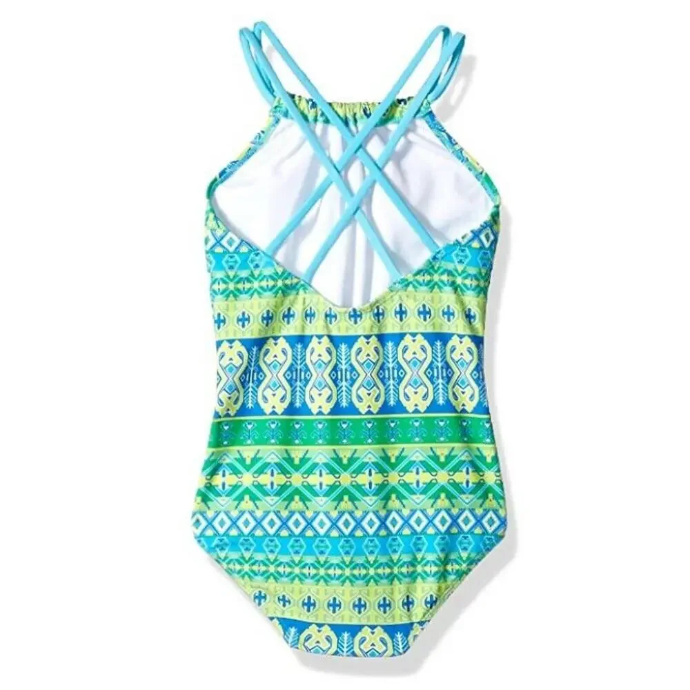 Kanu Surf Girls' Jasmine Sport Halter One Piece Swimsuit Multicolor Size 14